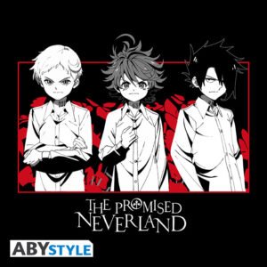 T-shirt nera ”Emma, Norman e Ray”- Unisex – THE PROMISED NEVERLAND